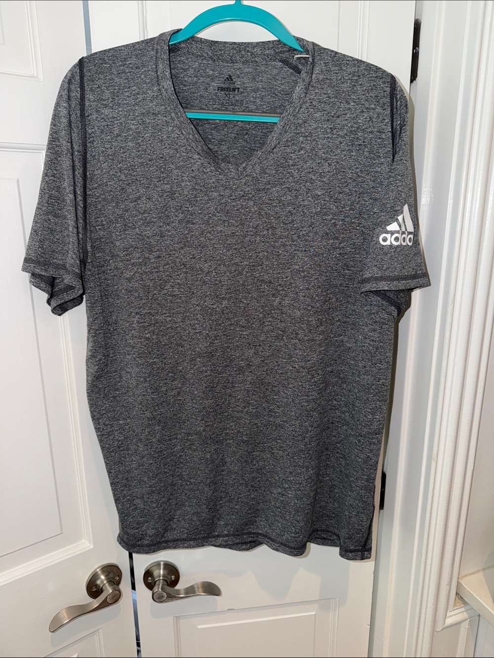 adidas Men’s Charcoal Heather V-Neck Athletic Tee
